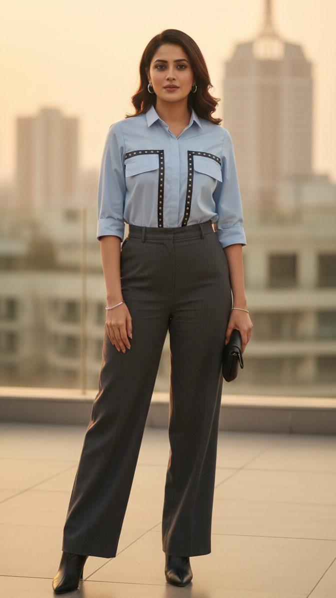 Powder Blue Eyelet shirt R.A.M.P