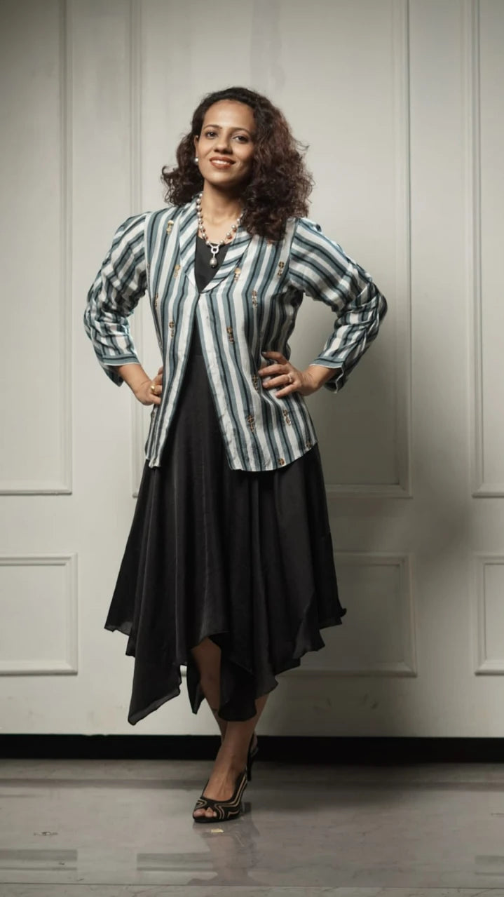 BLACK STRIPES JACKET SET