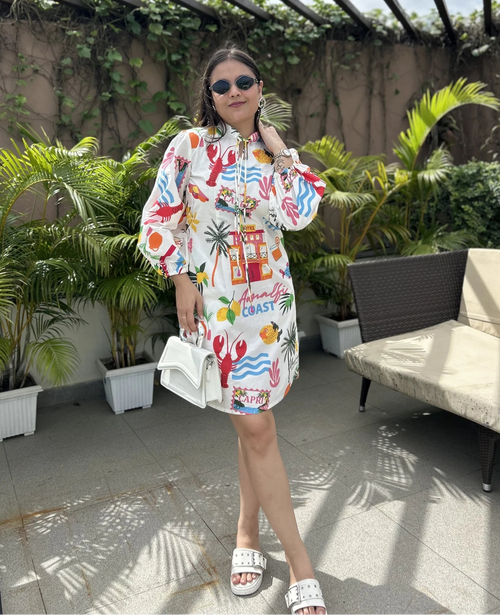 AMALFI TIE UP SHORT DRESS