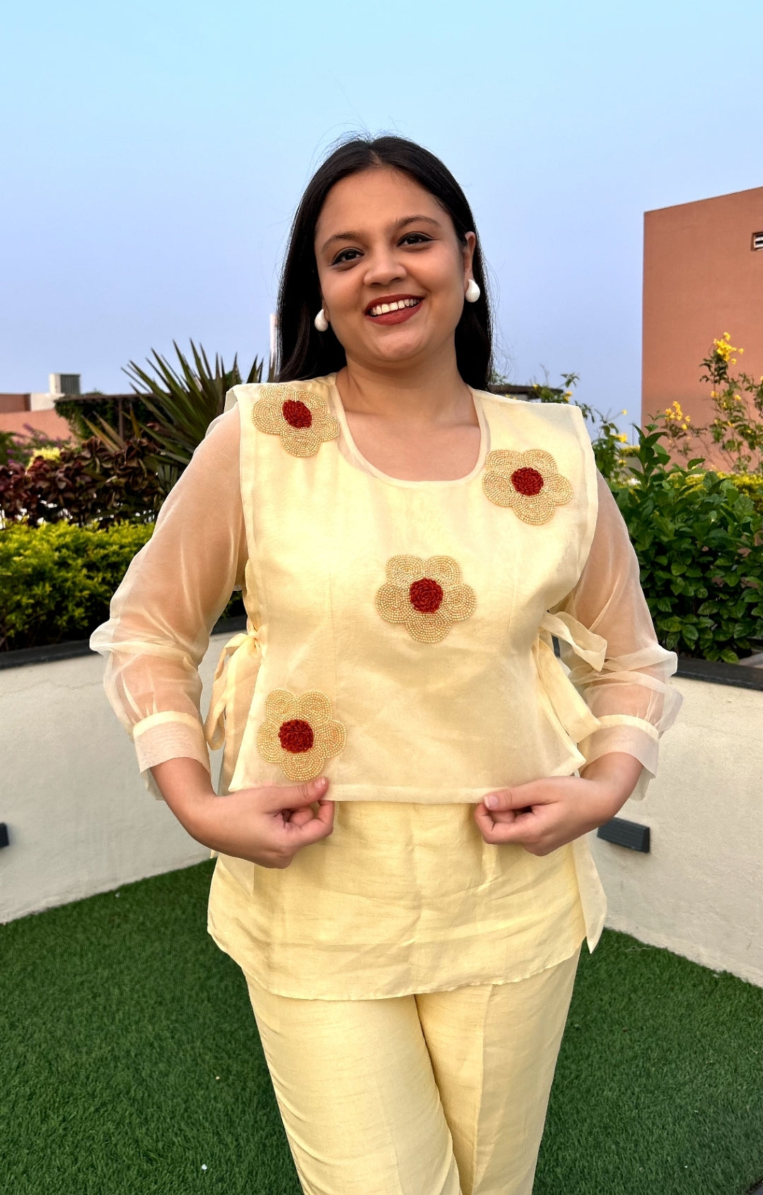 Butter Yellow Organza co ord